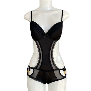 Vintage Y2K Bee Logo Intimate Lingerie Crisscross Back Mesh Lace Size M